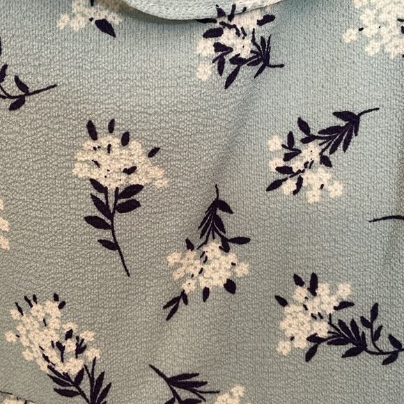 Trixxi Women Medium Jumpsuit Floral Wide Ankle Ruffled Neckline Mint Green Beige - Picture 3 of 9